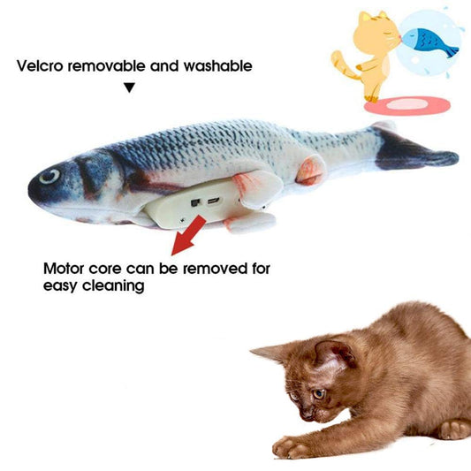 Electric flipping fish toy showing removable washable cover and motor core - Shopszara