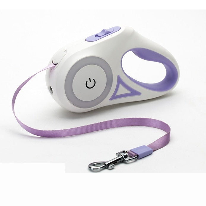 Automatic retractable LED lighting dog leash with purple handle - Shopszara