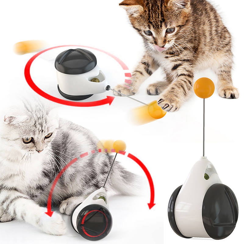 Two cats playing with swinging ball motion of tumbler cat toy - Shopszara