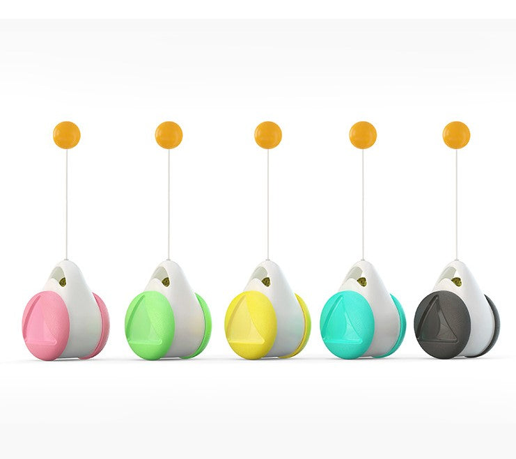 Tumbler swinging ball cat toy in five color options - pink, green, yellow, teal, gray - Shopszara