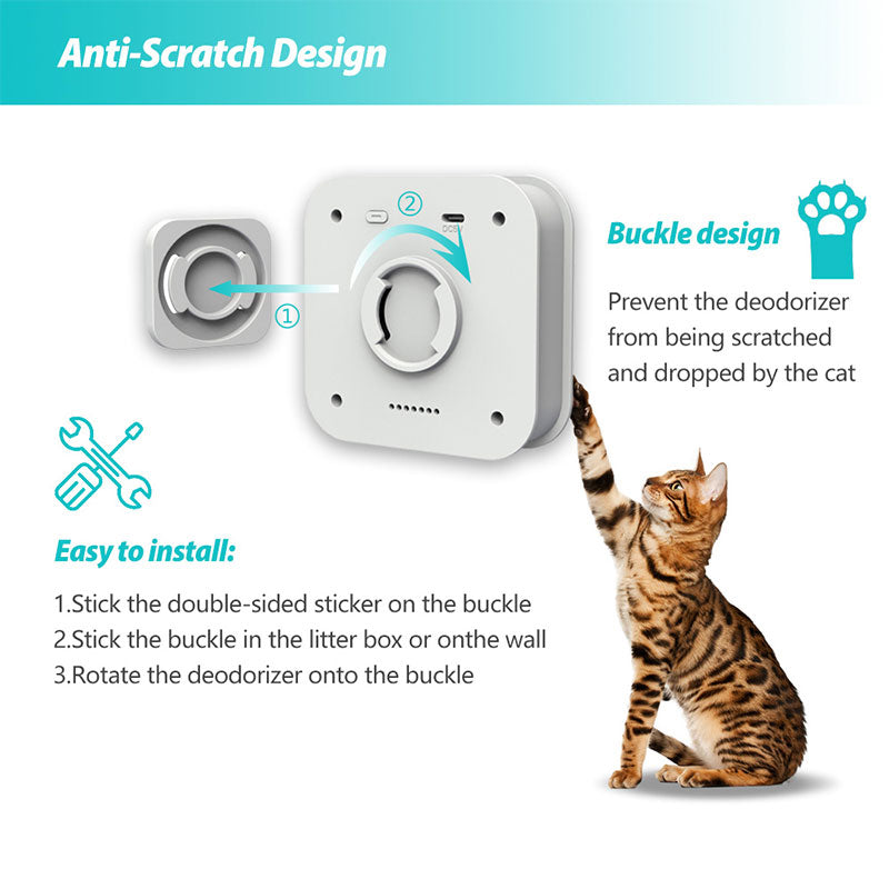 Anti-scratch buckle design and easy installation steps for smart cat odor purifier - Shopszara