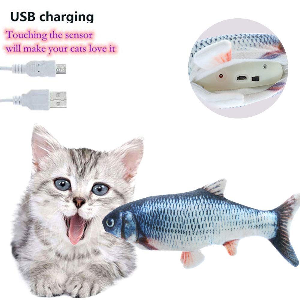 Electric flipping fish toy with USB charging port and touch sensor - Shopszara
